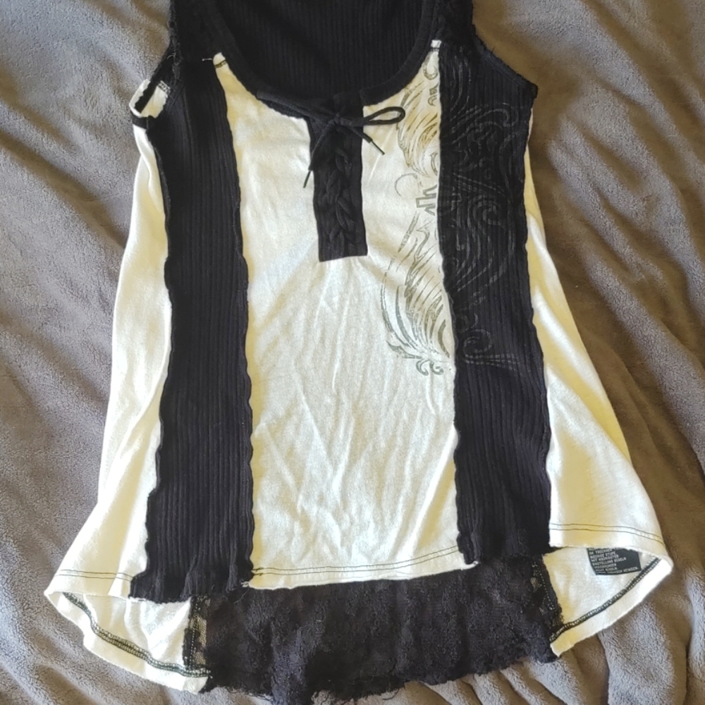 Harley Davidson cream and black tank top size s